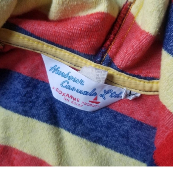 🎈Sale! Vintage 70s Swim Cover Up Top Striped Hooded S - Picture 8 of 8